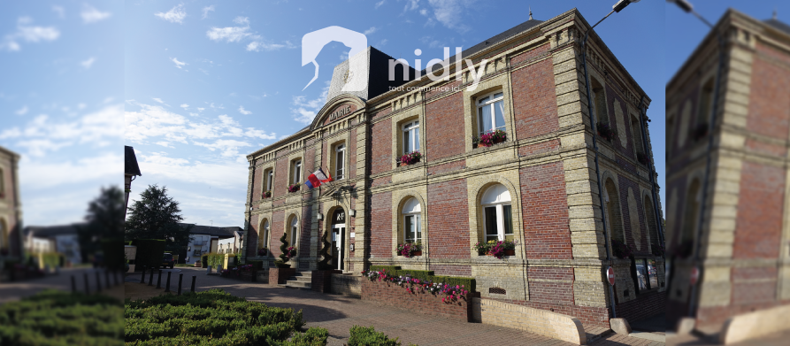 Façade d’un bâtiment institutionnel, ici la mairie de Quincampoix